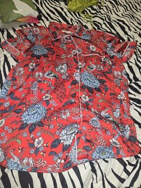 Loft Red Floral Short-Sleeve Shirt